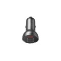 Automobilinis įkroviklis 12-24V 2xUSB 5V 2.4A 24W pilkas (gray) su voltmetru Baseus CCBX-0G